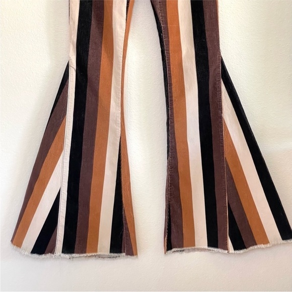 Show Me Your MuMu Berkeley Zip Up Striped Bell Bottoms Flared Pants SZ 26 - Picture 9 of 12